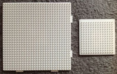 2 Stiftplatten - Viereck groß u. klein - für Hama Midi Bügelperlen weiß