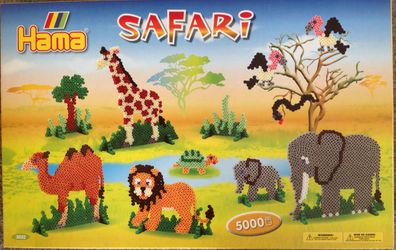 Hama GP 3032 Safari - Löwe Giraffe Elefant, Bügelperlen Stiftplatte Steckperlen Beads