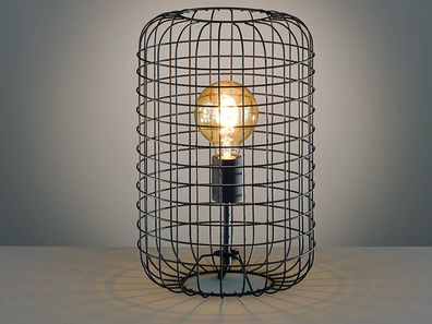 Vintage Tischleuchte TITUS 40 cm, Gitterlampe schwarz im Industrielook