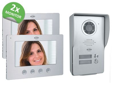 2 Familien Video Türsprechanlage mit 2x 7" Innenmonitor, Außenstelle mit Kamera