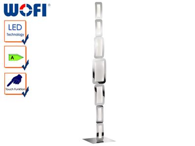 Moderne LED Stehleuchte SAGA, Chromfarbig, 3-Stufen-Touchschalter, Höhe 136cm
