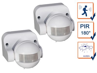 2er Set 180° PIR Bewegungsmelder Außen für Lampen & Geräte bis jeweils 1200 Watt