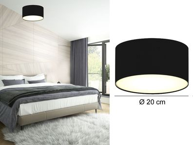 Deckenleuchte mit LED, Stoff schwarz/ satinierte Abdeckung, Ø 20cm, Ceiling DREAM