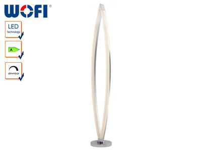 LED Stehleuchte VANNES 143 cm, 3-Stufen Touchdimmer, Chrom / Acrylglas satiniert