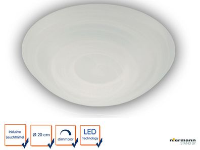 LED-Deckenleuchte / Deckenschale rund, Glas Alabaster, Ø 20cm
