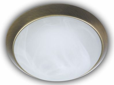 Deckenleuchte rund, Glas Alabaster, Dekorring Altmessing, Ø 25cm