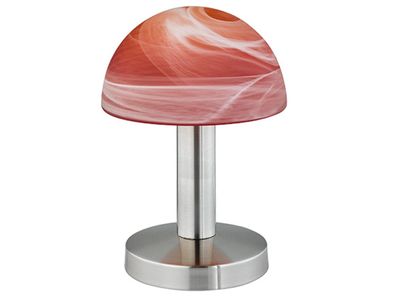 Tischleuchte FYNN Silber matt & Glasschirm orange/ weiß dimmbar über Touch Sensor