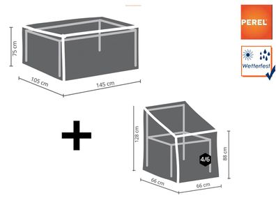 Schutzhüllen Set: 1x Hülle für Tisch max. 140cm + 1x Hülle für 4-6 Stapelstühle