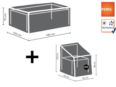 Schutzhüllen Set: 1x Hülle für Tisch max. 180cm + 1x Hülle für 4-6 Stapelstühle