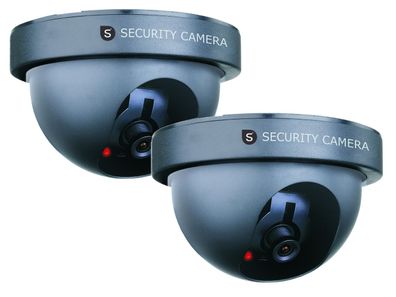 2er-Set Domekamera Attrappe Dummy-Kamera, mit Blink-LED, batteriebetrieben