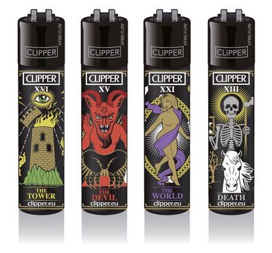 Clipper Classic Original Feuerzeug Serie ´TAROT 2´ 4 Stück Feuerzeuge 4X