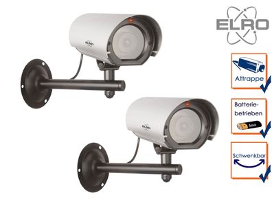 2er Set Kamera-Attrappe mit Blink LED, Aluminium, Innen & Außen, inkl. Batterie