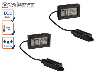 2er Set digital Einbau Hygrometer und Thermometer, Luftfeuchtigkeit + Temperatur