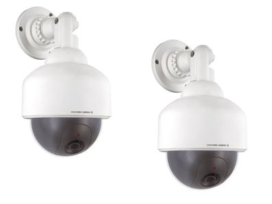 2er Set Kamera Attrappen / Dummy Dome Cameras mit blinkender LED-Anzeige