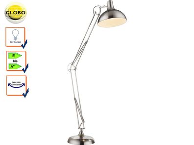 Extravagante Design Stehlampe CONNY im Retro Stil, Farbe silber mit 3 Gelenken