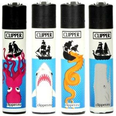 Clipper Classic Original Feuerzeug Serie ´Sea Monsters´ 4 Stück Feuerzeuge 4X