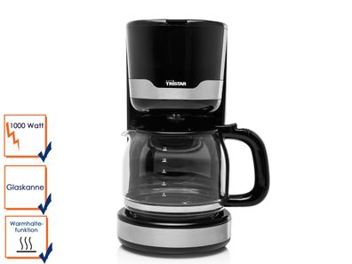 Praktische Kaffeemaschine für 10-12 Tassen inklusive 1,25 Liter Glaskanne