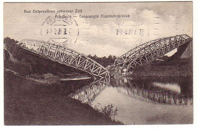 52438 Ak Friedland Ostpreußen Eisenbahnbrücke 1915