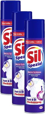 Sil Spezial Aktiv-Schaum Fett und Öl Fleckenspray Reinigen 3x400 ml Spray