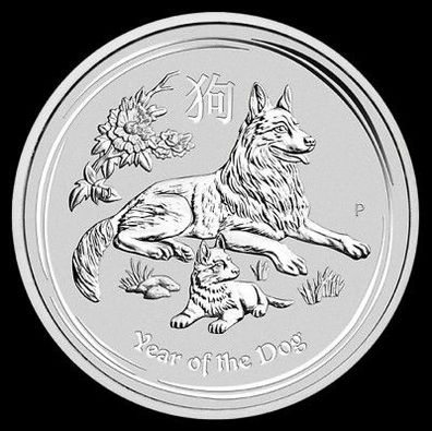 Australien 2 oz. Unze Silber 999 Lunar II Hund Silbermünze 2018 in Kapsel NEU