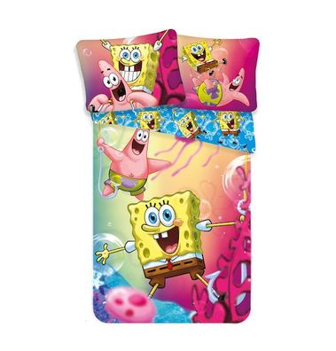 SpongeBob Kinderbettwäsche Sponge Bob Schwammkopf Kinder Bettwäsche 140 x 200 cm