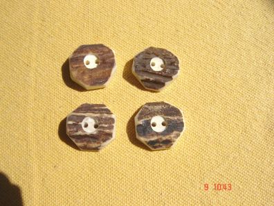 4 Knöpfe echt Hirschhorn handgeschnitzt 2,5x2,5 cm Reversknopf