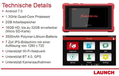 Launch X-431 Pro Lite 2.0 Profi Diagnosegerät Codieren Programmieren Service etc