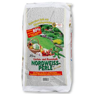 Nordweiss Perle 25 kg Gartenkalk Rasenkalk Bodenaktivator Staubfrei Kohlensauer