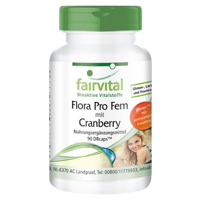 Flora Pro Fem mit Cranberry 90 Kapseln, Probiotika und Cranberry - fairvital