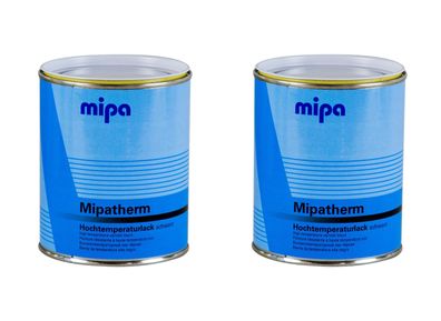 2x MIPA Mipatherm Schwarz Thermolack Ofenlack hitzebeständig bis 800°C 750 ml