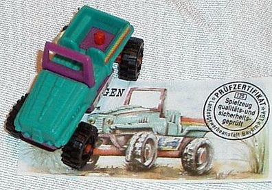 Geländewagen (türkis/ violett) mit Beipackzettel