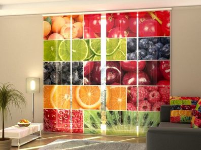 Fotogardine Beeren und Früchte, Schiebevorhang mit Motiv, Digitaldruck, auf Maß