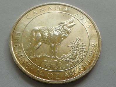 Original 2$ 2015 Kanada Wolf 3/4 Unze 31,1g 999er Silber 2 Dollars