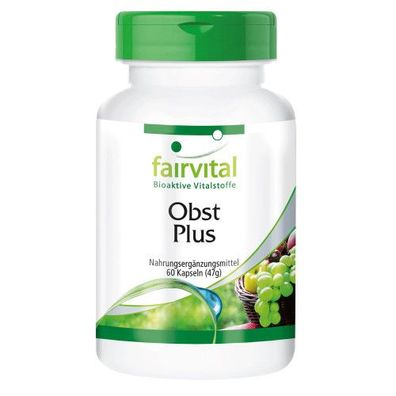 Obst Plus 60 Kapseln Multivitamin Komplex, Probiotika, Q10, OPC, Enzyme - fairvital