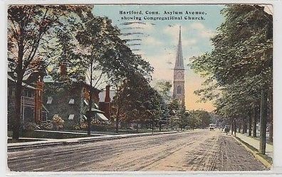 61982 Ak Hartford Conn. Asylum Avenue showing Congregational Church 1910