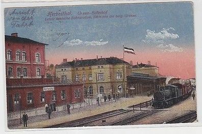 62565 Feldpost Ak Herbesthal Grenzbahnhof mit Dampflokomotive 1918