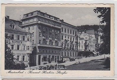 63636 Feldpost Ak Marienbad Konrad Henlein Straße mit Geschäften 1942