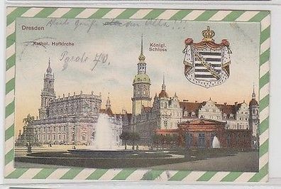 41731 Wappen Ak Dresden königliche Hofkirche und Schloß 1907