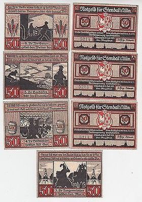 komplette Serie mit 7 Banknoten Notgeld Stadt Stendal 1921