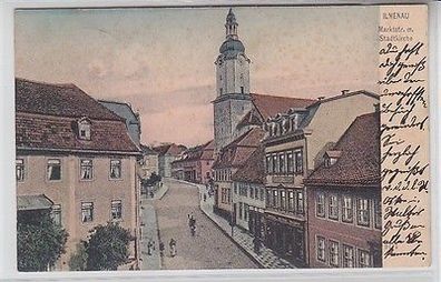 49599 Ak Ilmenau Marktstrasse und Stadtkirche 1905