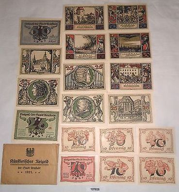 komplette Serie Mappe mit 18 Banknoten Notgeld künstlerisches Arnstadt 1921