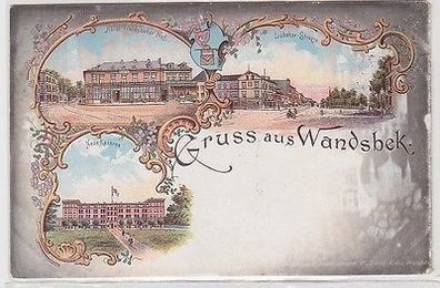 62051 Ak Lithographie Gruss aus Wandsbek um 1900