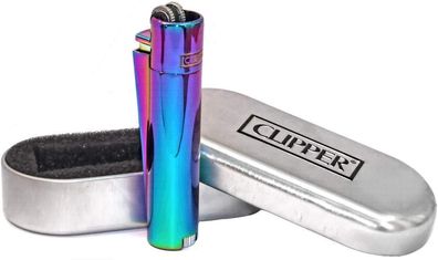 Clipper Classic Metall Lighter Original Feuerzeug ´Metal Icy Colors 2´ + Metal Box
