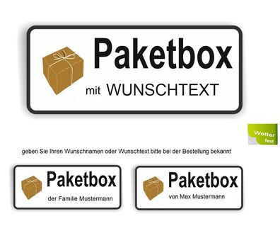 Paketbox Aufkleber mit Wunschtext Paket Box Kennzeichnung mit Wunschname R34/14