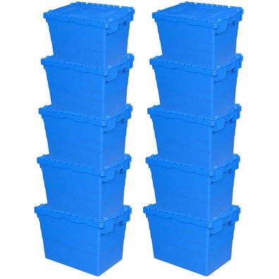 10er Set ALC Mehrwegbehälter 600x400x415 mm, blau, mit Klappdeckel