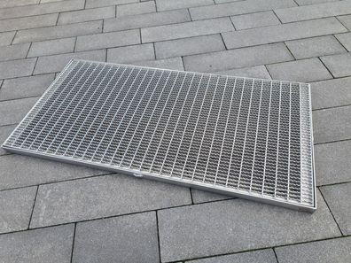 Edelstahl Gitterrost mit Rahmen 500 x 1000 mm Gleitschutz, Fußabstreifer