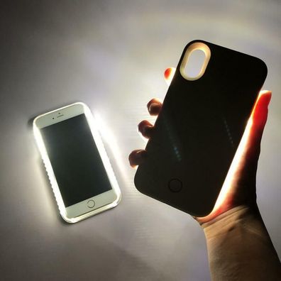 Handy Hülle LED Blitz für Apple iPhone Case Schale Tasche Cover Selfie Hardcover