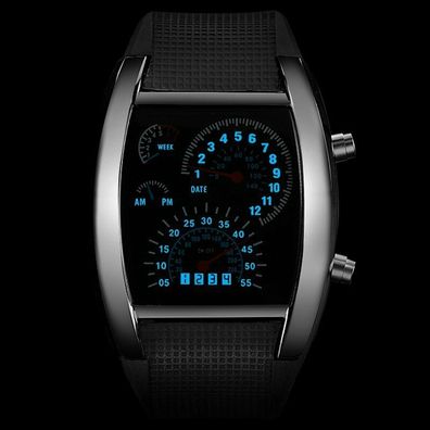 Luxus Herrenuhr Sportwagen Gummi Armbanduhren Armband Digital LED Elektronisch