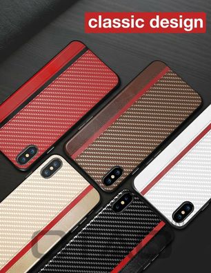 Carbon Leder Optik case Sportwagen Schutz Handy Case Handyhülle für Apple iPhone