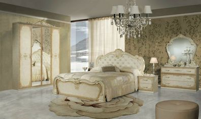 NEU Klassisches Schlafzimmer Tiffany Barock beige Italienisch Set